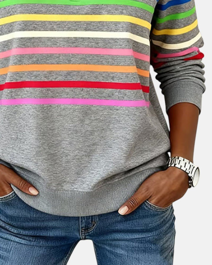 Corinelle - Gestreiftes Soft-Touch-Half-Zip-Sweatshirt