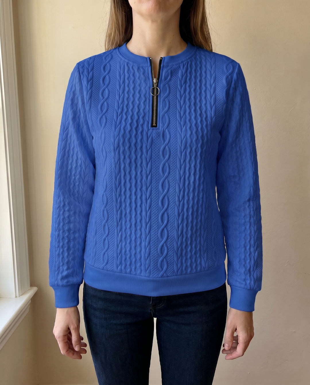 Darla - Strukturierter Zip-Pullover