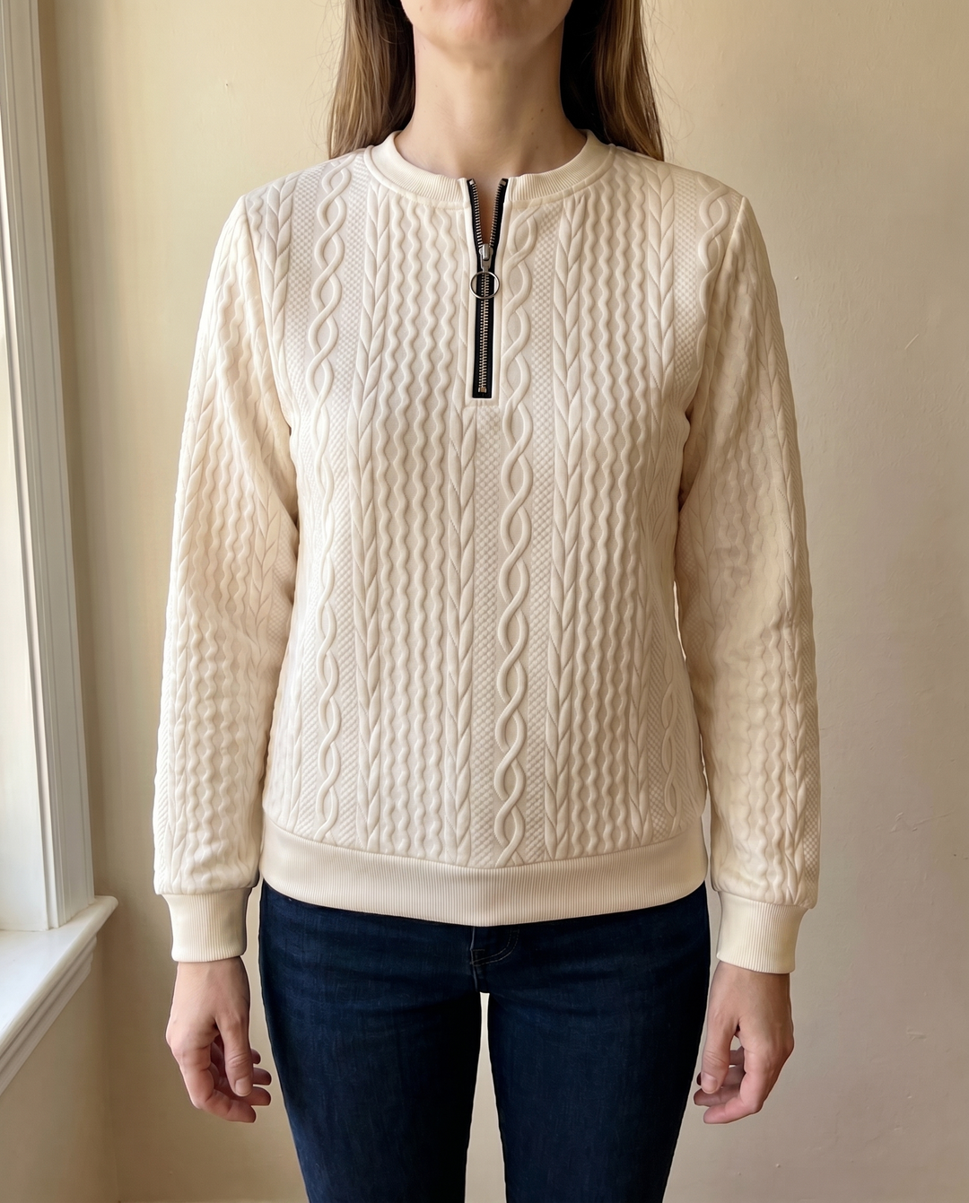 Darla - Strukturierter Zip-Pullover