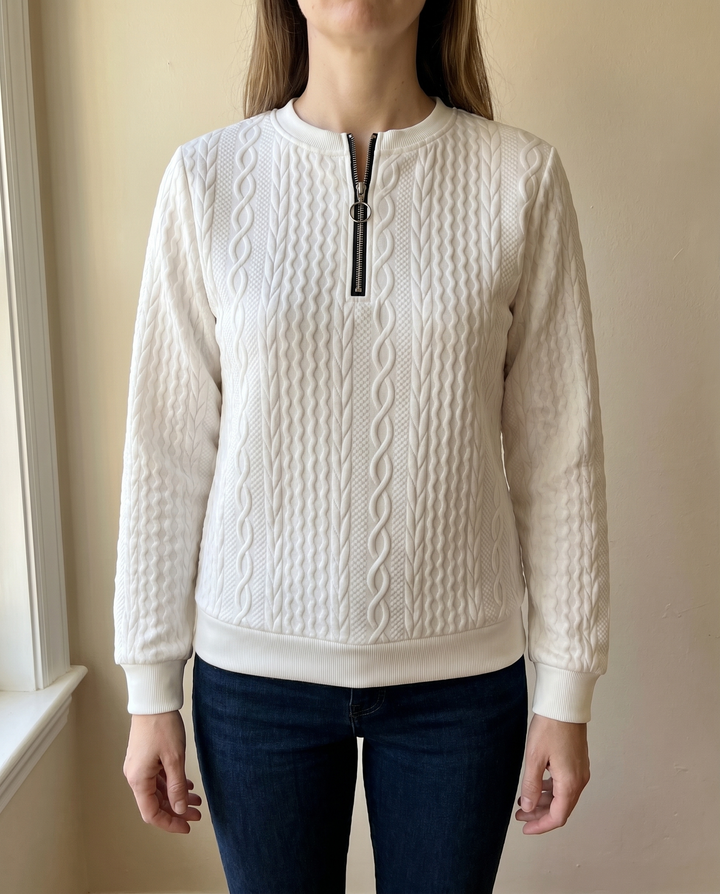 Darla - Strukturierter Zip-Pullover